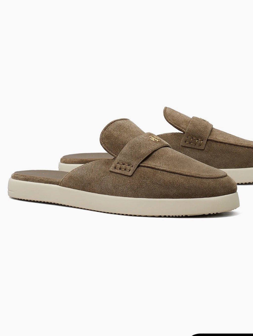 Tory Burch Ballet Sports Leather Mule Flats Slip-On Logo Sz 7.5